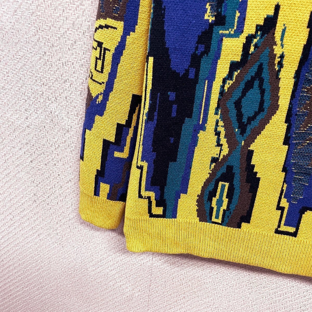 個性 ヨーロッパ製※定価5万◆ブルガリア発※RISELIN セーター ウール混 ソフト 暖か ゆったり 総柄 ニット トレーナー 秋 冬 春 L/48_画像5