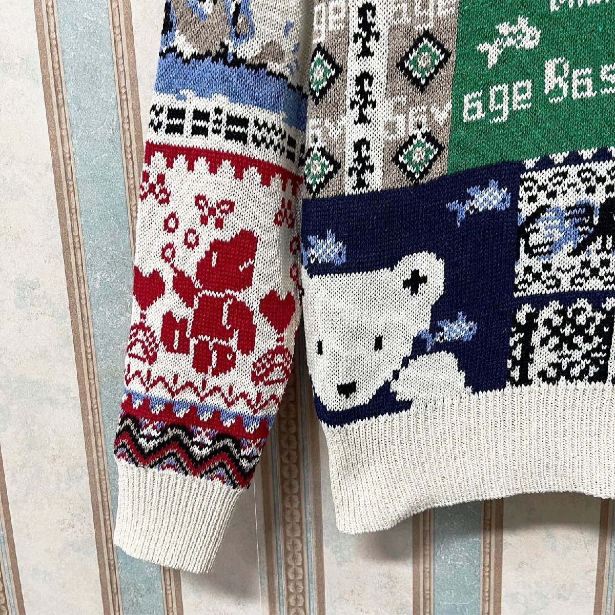 個性 定価5万 FRANKLIN MUSK・アメリカ・ニューヨーク発 セーター 上品 快適 防寒 総柄 レトロ クリスマス ニット オシャレ サイズ2_画像6