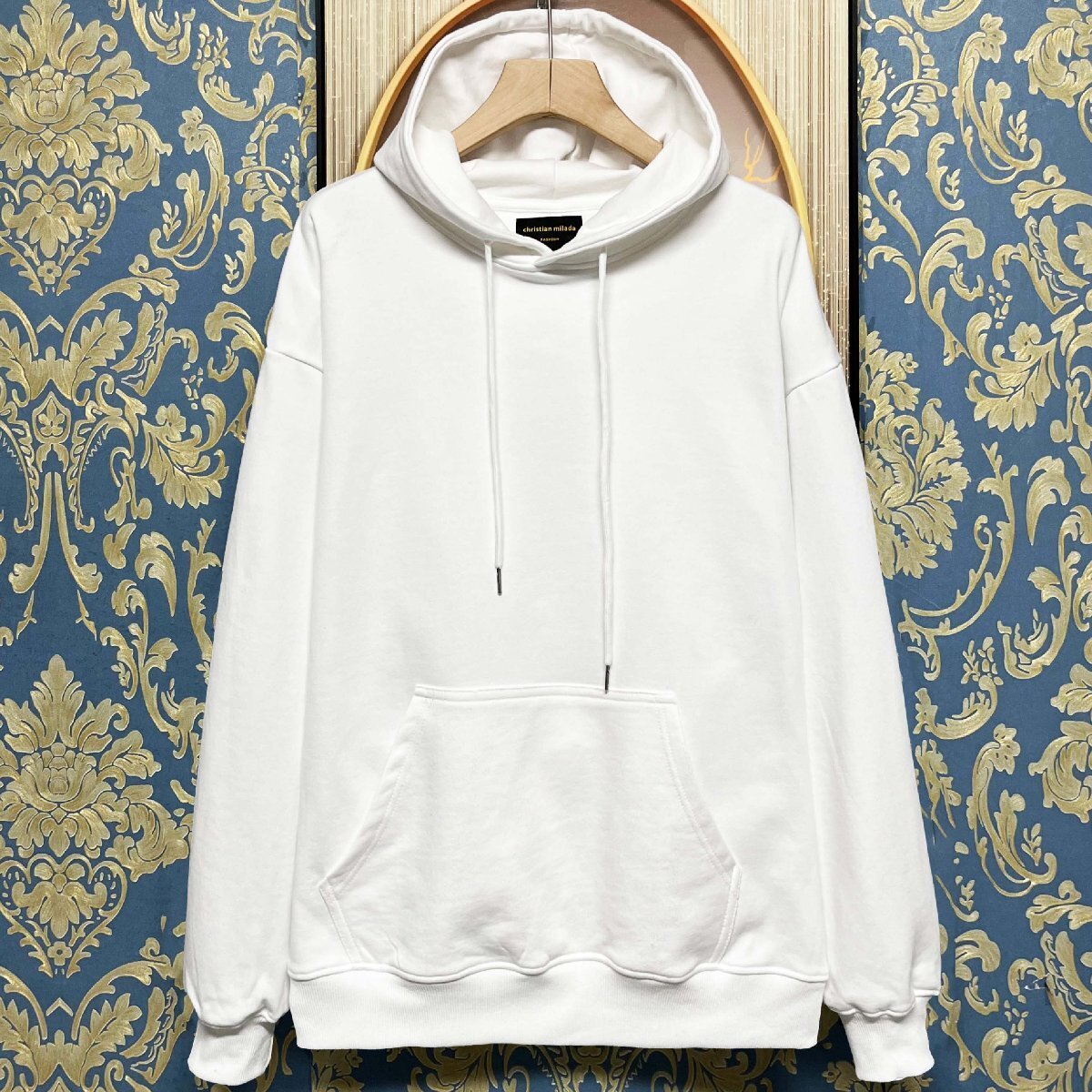 定価4万★christian milada・ミラノ発・パーカー★コットン100% ソフト 翼柄 カッコイイ ストリート スウェット トレーナー 春秋 XL/50_画像2