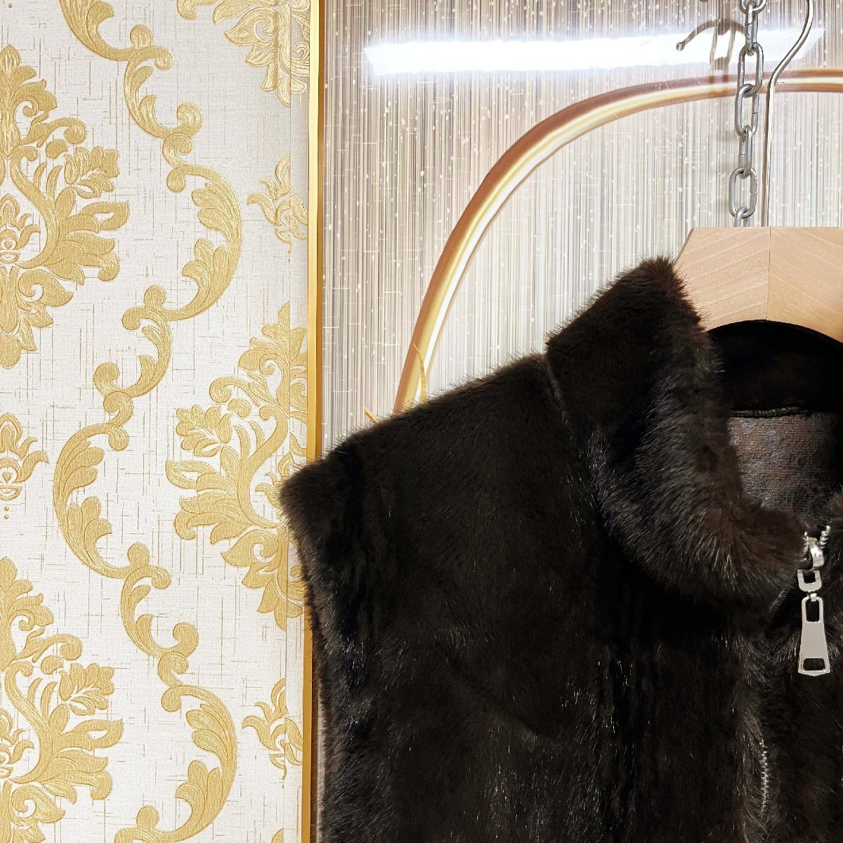 高級EU製＆定価8万◆UABONI*Paris*ファーベスト*フランス*パリ発◆ミンク混 防寒 ソフト モコモコ 毛皮ベスト リバーシブル 冬服 2XL/52_画像6