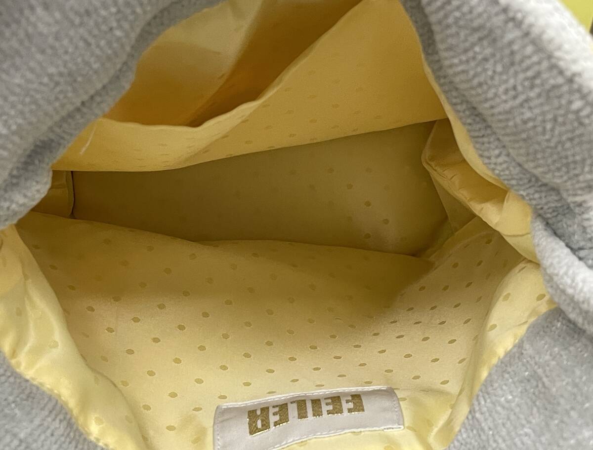 2817a FEILER フェイラー 手付き巾着 シェニール織 グレー系 ハンドバッグ 中古品 現状品 包装無しで封入し発送_画像7