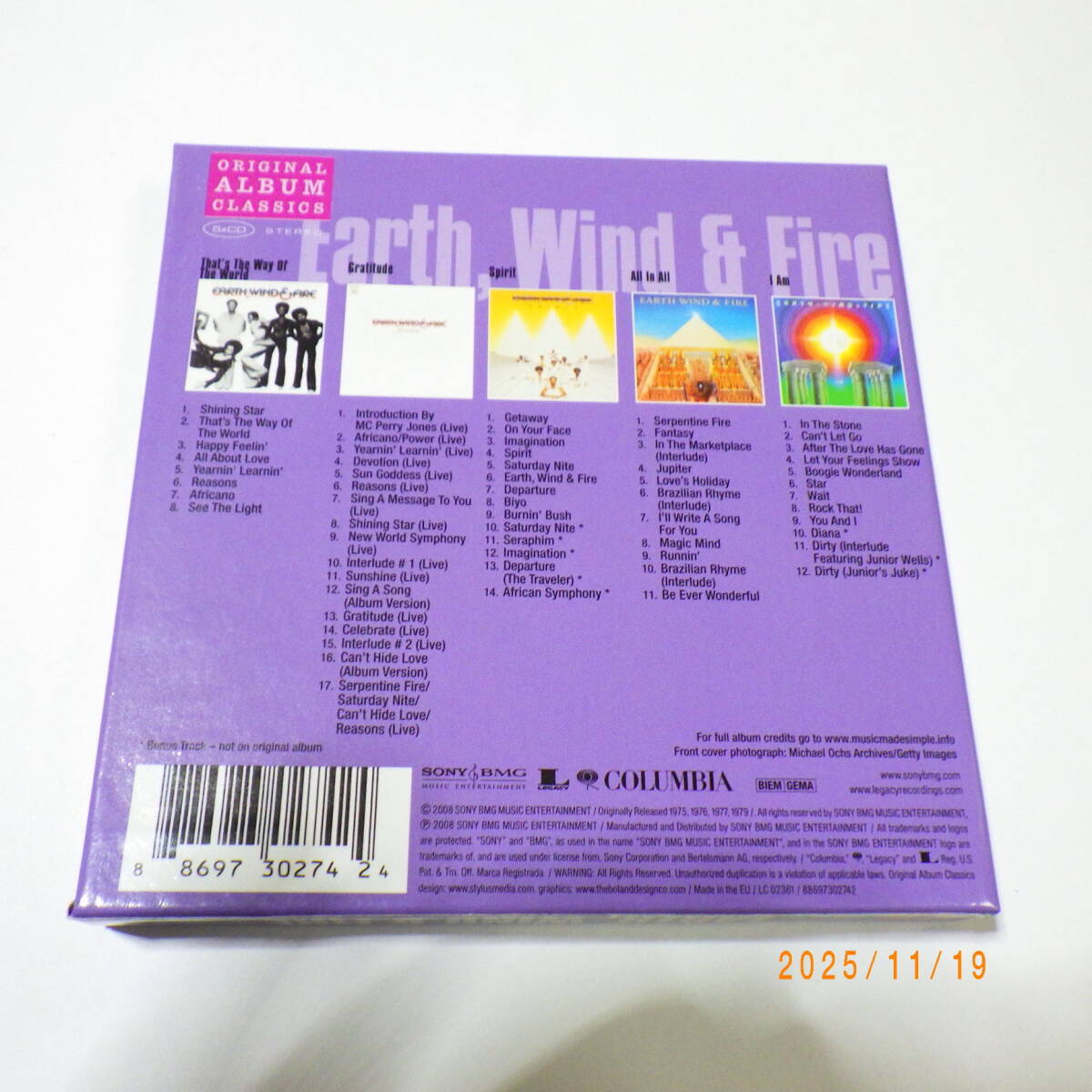 5CD EARTH WIND&FIRE earth * Wind * and * fire -ORIGINAL ALBUM CLASSICS бумага жакет specification 5 листов комплект CD box 