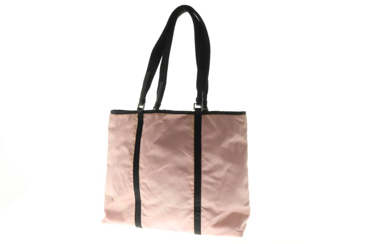 VMPD7-1020-7 PRADA Prada большая сумка нейлон треугольник Logo треугольник plate женский черный розовый сумка сумка для хранения имеется б/у 