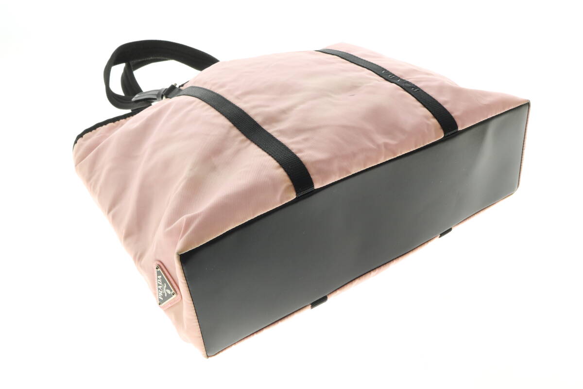 VMPD7-1020-7 PRADA Prada большая сумка нейлон треугольник Logo треугольник plate женский черный розовый сумка сумка для хранения имеется б/у 