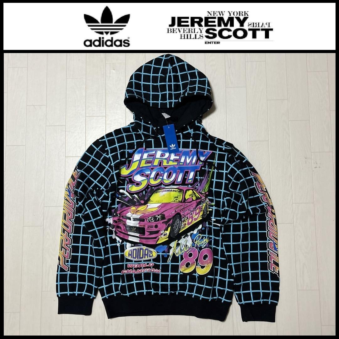 XLサイズ (O) ★新品 アディダス × ジェレミースコット ラリー パーカー コラボ 黒 ブラック adidas JEREMY SCOTT HG6511 JS LL 2L _画像1
