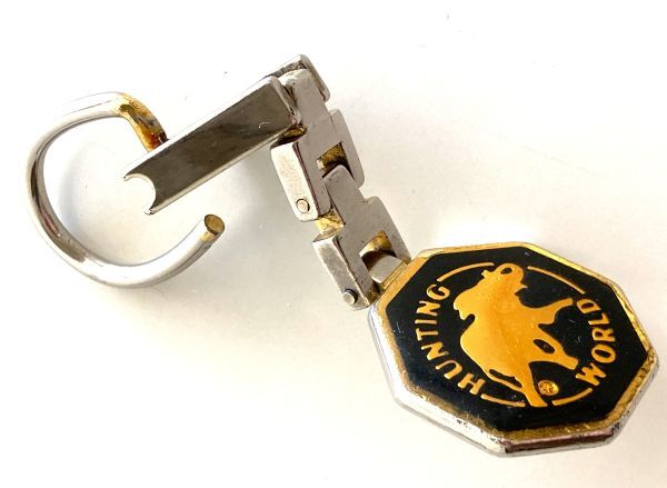 HUNTING WORLD ハンティングワールド キーホルダー MADE IN ITALY 金色 ゴールド アイアン 金属 1990年代前半 長期保管 中古品 使用感あり_画像5