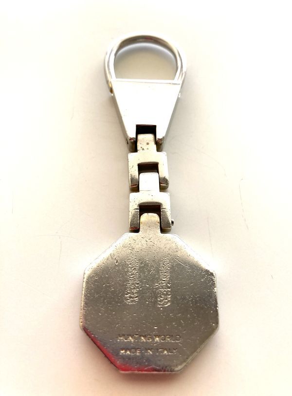 HUNTING WORLD ハンティングワールド キーホルダー MADE IN ITALY 金色 ゴールド アイアン 金属 1990年代前半 長期保管 中古品 使用感あり_画像2