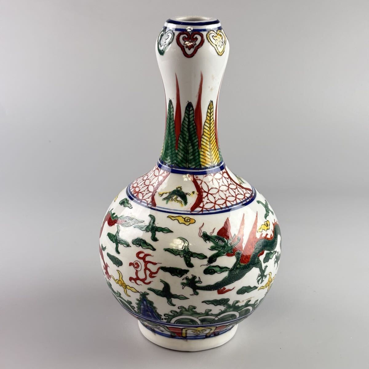 中国 古玩 大明嘉靖年製 色絵 花瓶 花生 花入 陶磁 粉彩 青花 花瓶壺 中国 美術 花器 古美術_画像6