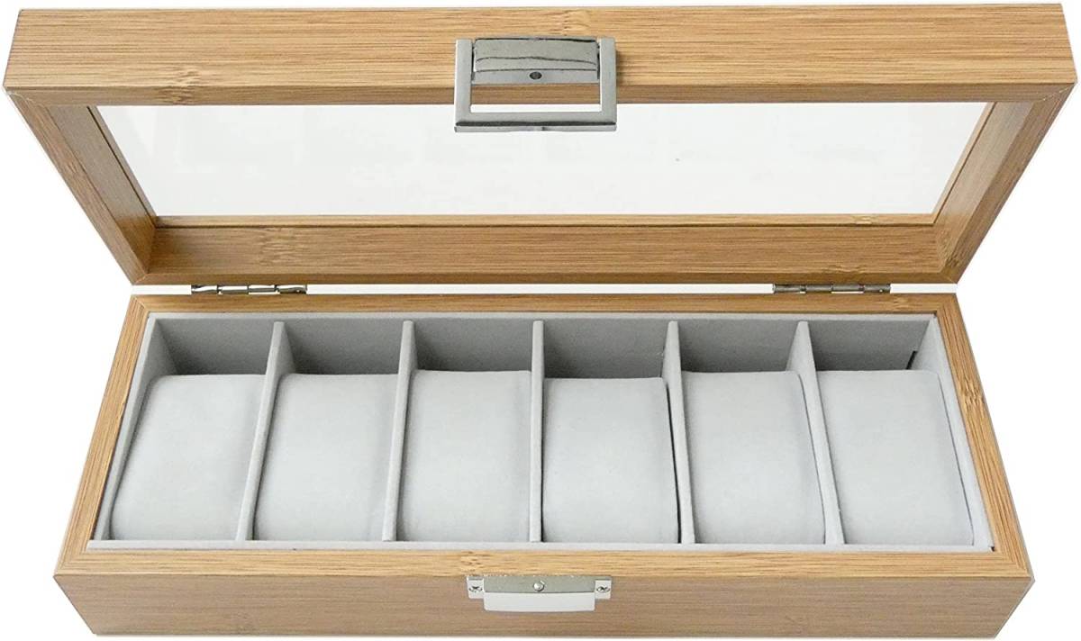 時計ケース 6本 木製 腕時計 収納ケース ボックス ウォッチ コレクション 腕時計ボックス ガラス窓 メンズ レディース ディスプレイ_画像1