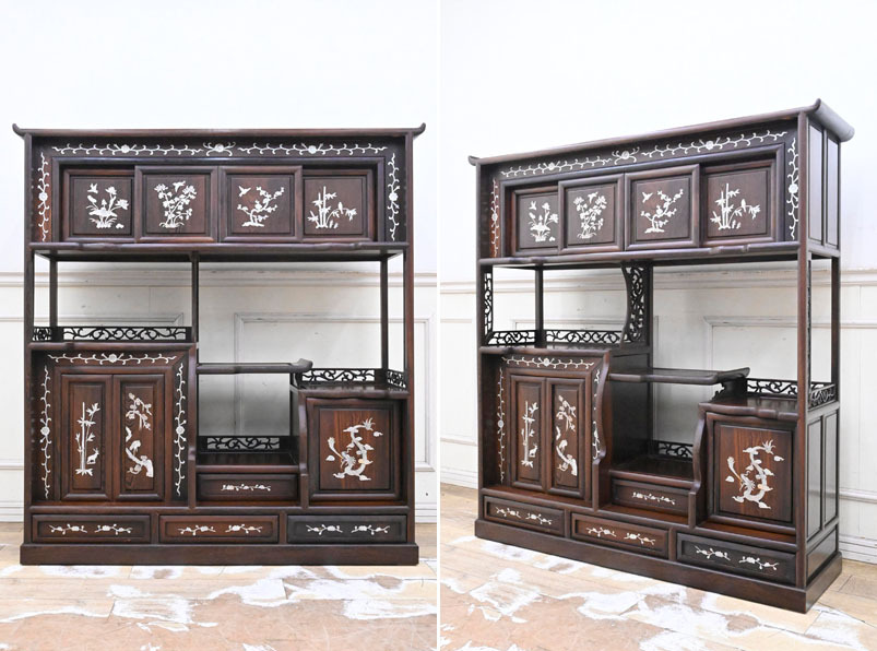 I192 большой ширина 130cm старый China старый . старый karaki старая книга металлический меч дерево общий чистота перламутр умение чай полки чай комод . чайная посуда шкаф 