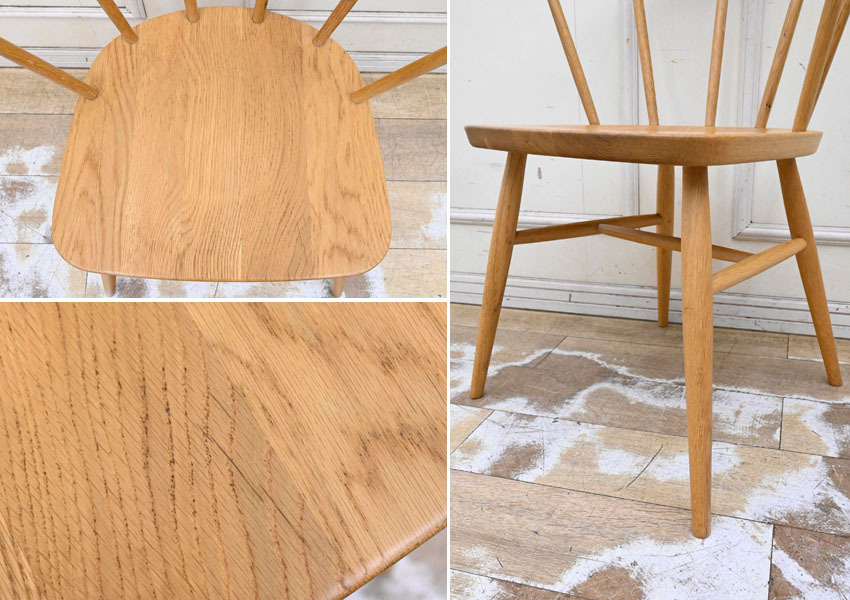 EI312 MUJI 無印良品 オーク材 アームチェア 天然木 木製椅子 ダイニングチェア 食卓椅子 ウインザーチェア 2脚セット ボーバックチェア_画像4