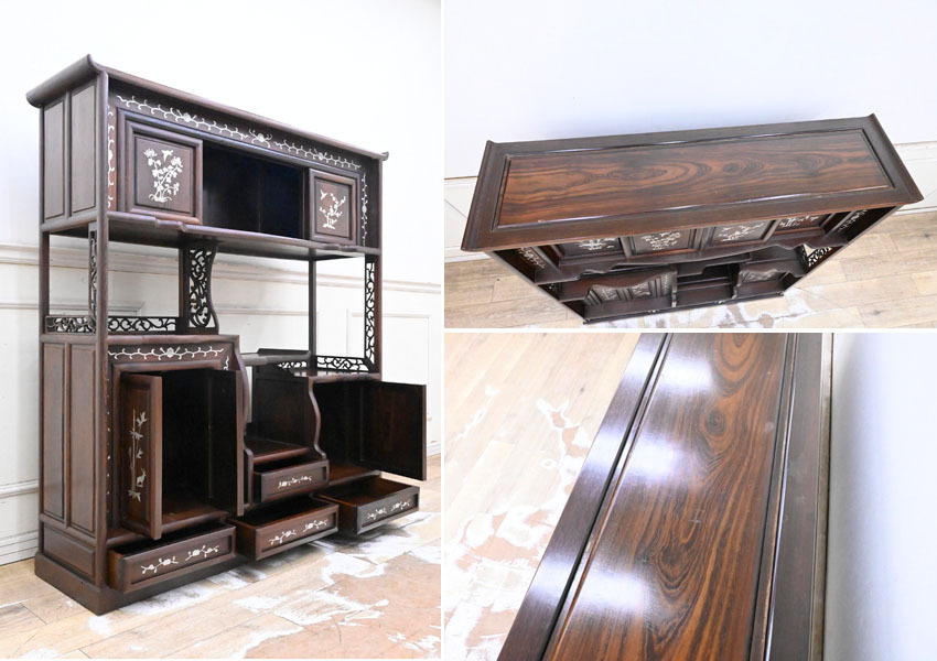 I192 большой ширина 130cm старый China старый . старый karaki старая книга металлический меч дерево общий чистота перламутр умение чай полки чай комод . чайная посуда шкаф 