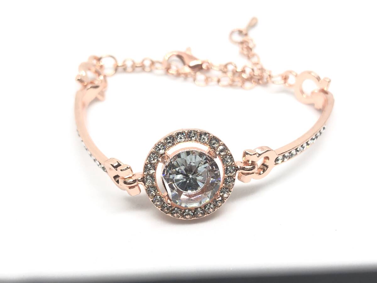 エレガント♪大粒シャイニング ラインストーン ブレスレット ローズピンク_画像5