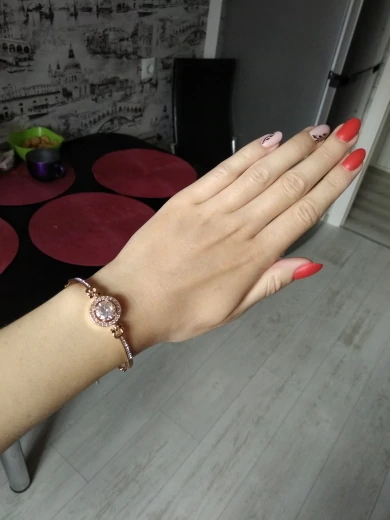 エレガント♪大粒シャイニング ラインストーン ブレスレット ローズピンク_画像4