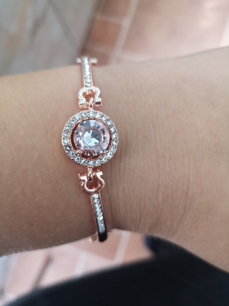 エレガント♪大粒シャイニング ラインストーン ブレスレット ローズピンク_画像2