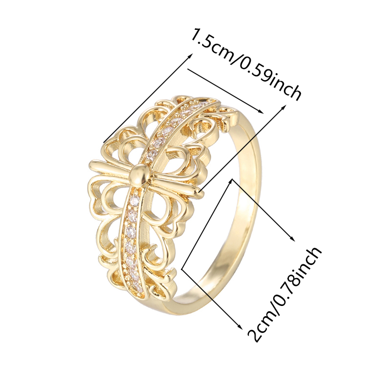 【上品シンプル】透かしゴールド×ジルコニア 大人の華奢リング_画像5