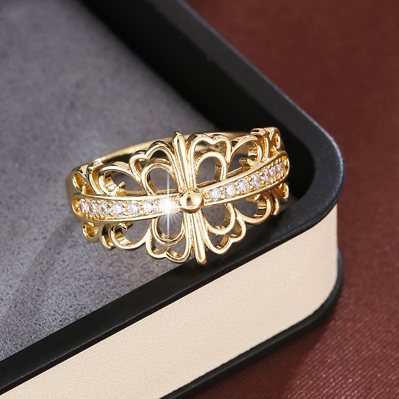 【上品シンプル】透かしゴールド×ジルコニア 大人の華奢リング_画像7