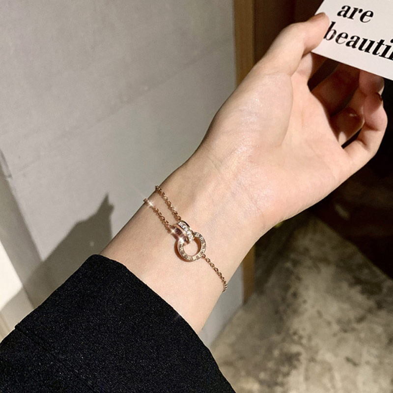 ローマ数字＆高級czダイヤモンドがキラキラ光る★ローズゴールド ブレスレット_画像5