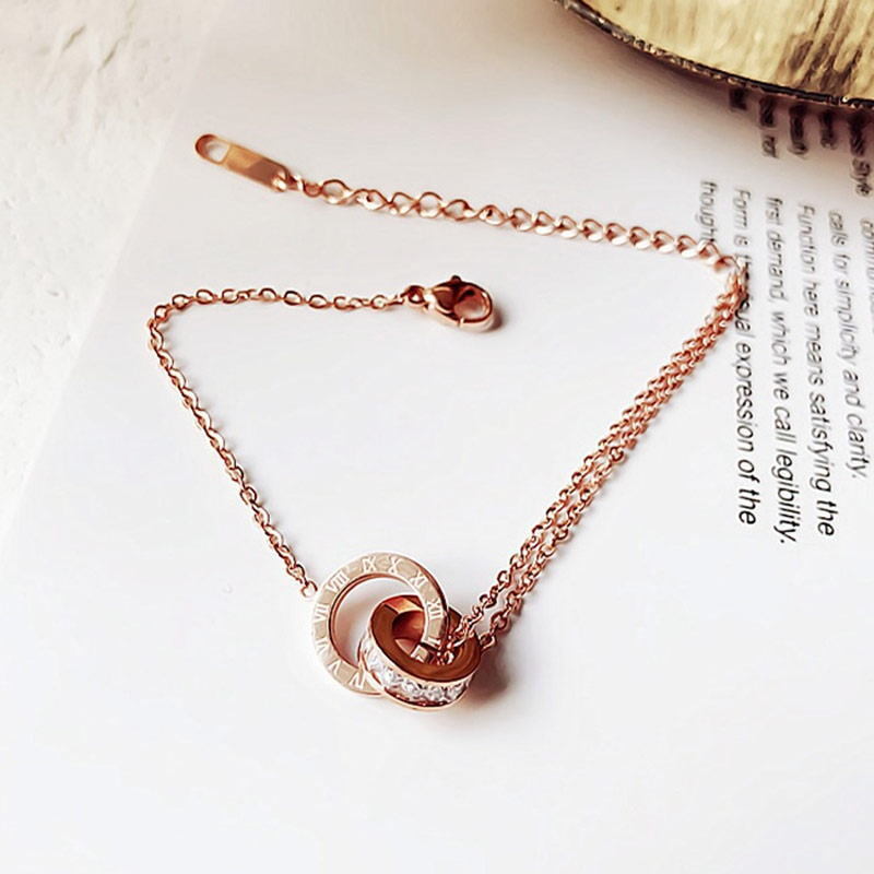 ローマ数字＆高級czダイヤモンドがキラキラ光る★ローズゴールド ブレスレット_画像4