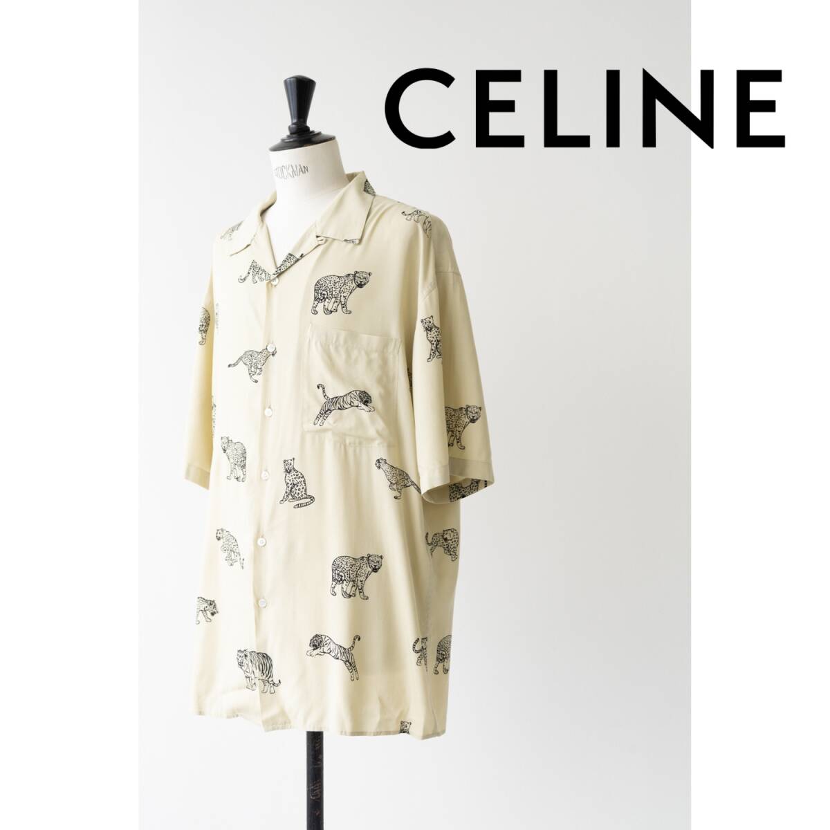 CELINE セリーヌ アニマル柄 シャツ size 37 1026841_画像1