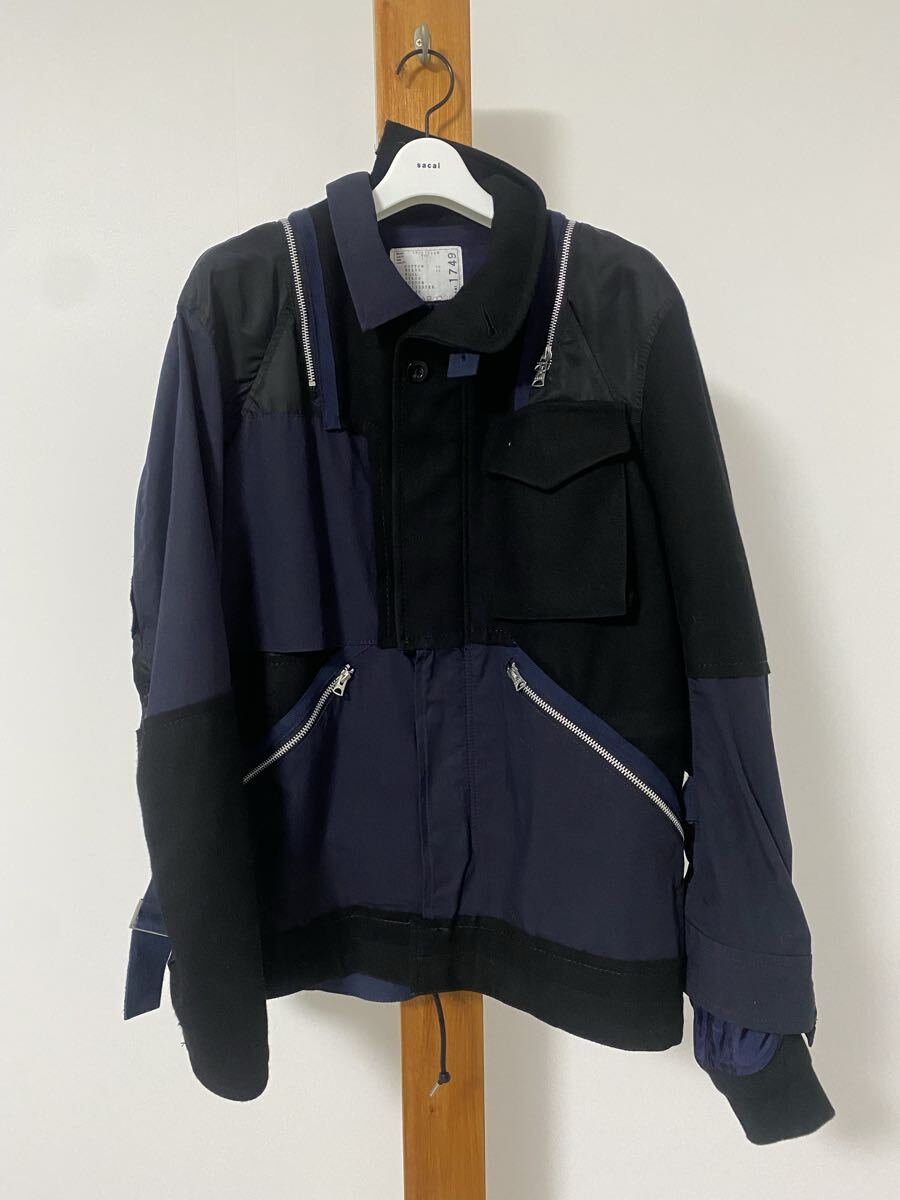 美品 sacai ジャケット ドッキング ブルゾン アウター_画像3