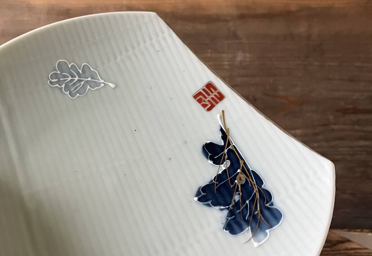 【OAN】時代物 銘有 色絵 印判 形皿 5枚セット 骨董 古美術 古道具 民藝 古民藝 茶道具 懐石 古玩 伊万里 九谷 瀬戸 無傷 I251025_画像7