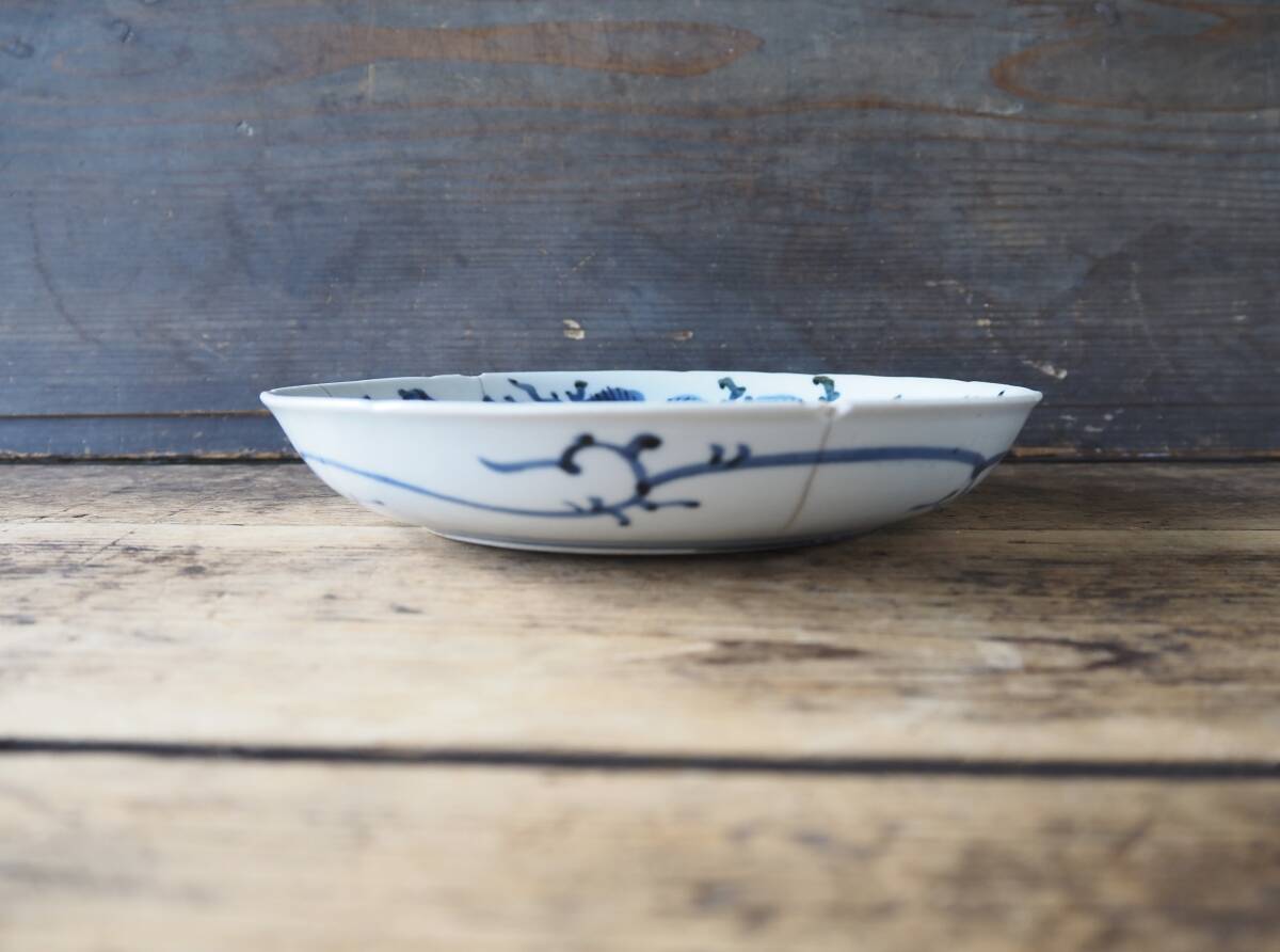 【OAN】 古伊万里 染付 6寸 皿 2枚セット 骨董 古美術 古道具 民藝 古民藝 茶道具 懐石 古玩 初期 藍九谷 藍柿 藍鍋 平皿 参考品 S25810_画像5