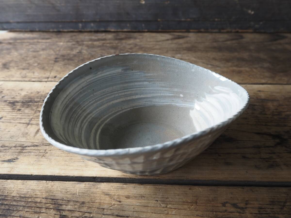 【OAN】 作家物 在銘 刷毛目 中鉢 向付 4客セット 骨董 古美術 古道具 民藝 古民藝 茶道具 懐石 古玩 銘有 李朝 唐津 E2529_画像4