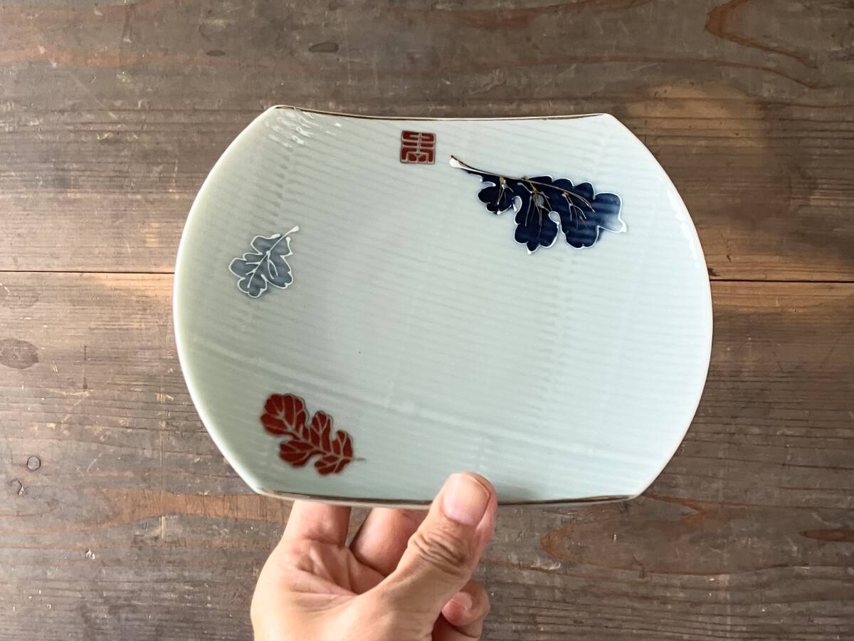 【OAN】時代物 銘有 色絵 印判 形皿 5枚セット 骨董 古美術 古道具 民藝 古民藝 茶道具 懐石 古玩 伊万里 九谷 瀬戸 無傷 I251025_画像4