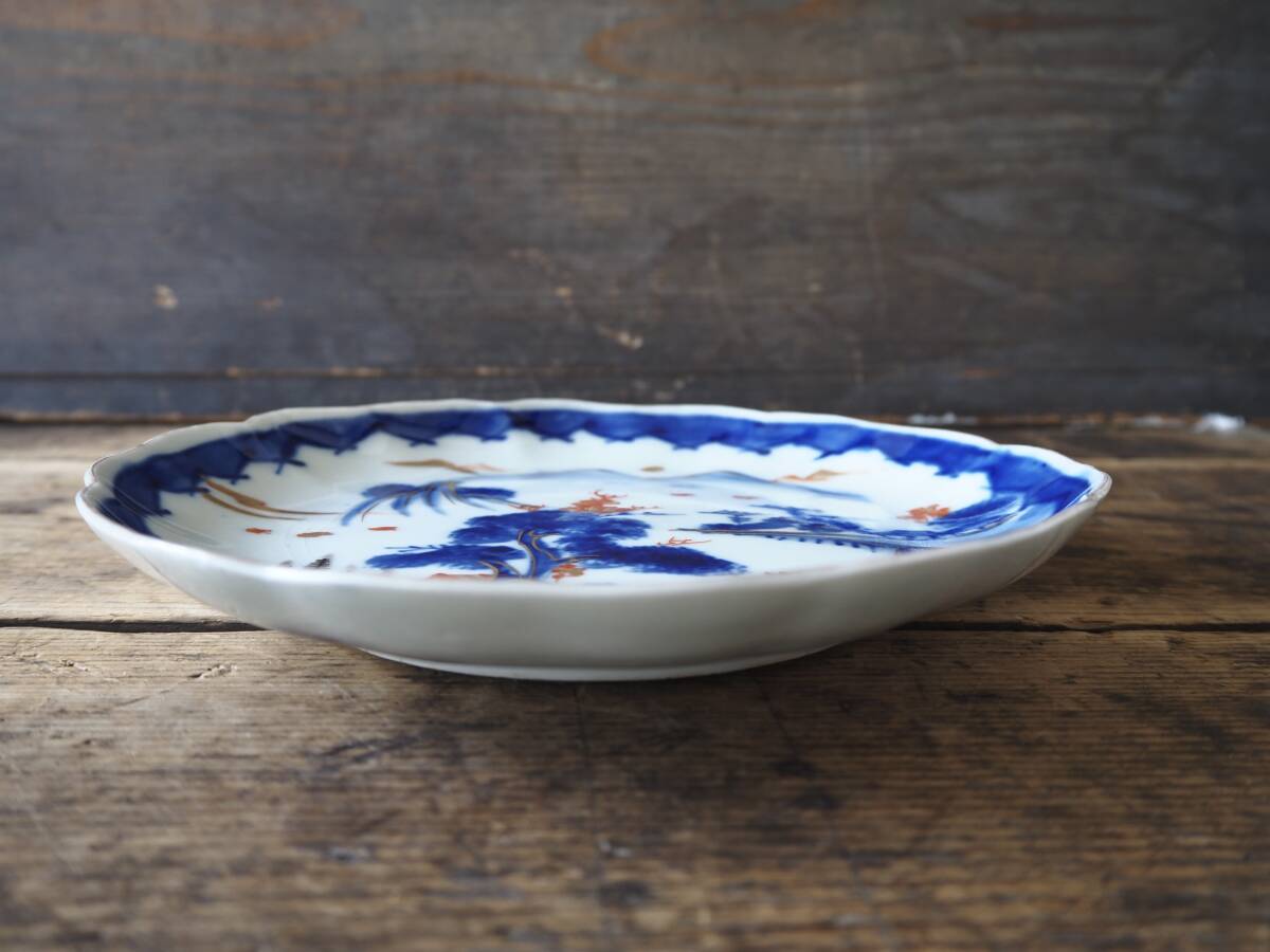 【OAN】時代物 染付 輪花 平皿 5客 骨董 古美術 古道具 古民藝 茶道具 懐石 古玩 染錦 古伊万里 九谷 瀬戸_画像6