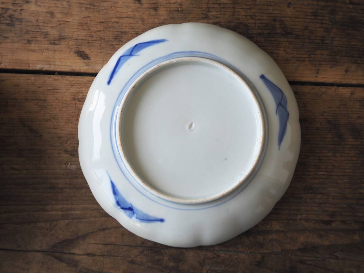 【OAN】時代物 染付 輪花 平皿 5客 骨董 古美術 古道具 古民藝 茶道具 懐石 古玩 染錦 古伊万里 九谷 瀬戸_画像7