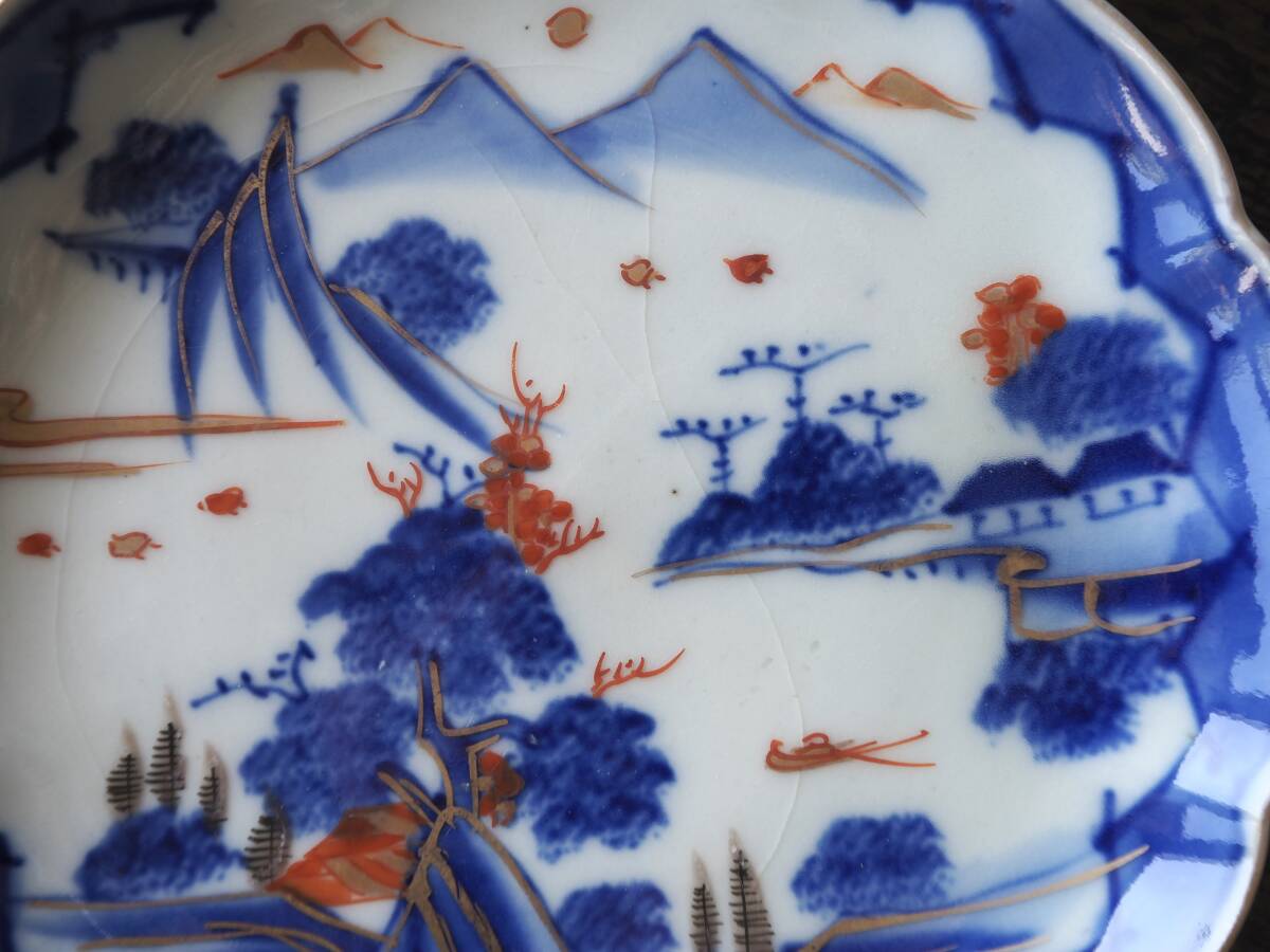 【OAN】時代物 染付 輪花 平皿 5客 骨董 古美術 古道具 古民藝 茶道具 懐石 古玩 染錦 古伊万里 九谷 瀬戸_画像8