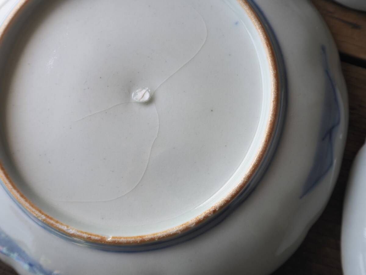 【OAN】時代物 染付 輪花 平皿 5客 骨董 古美術 古道具 古民藝 茶道具 懐石 古玩 染錦 古伊万里 九谷 瀬戸_画像9