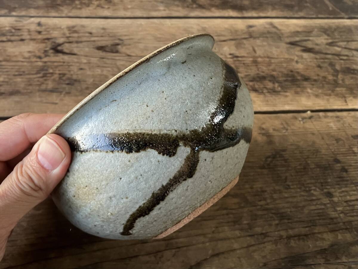 【OAN】 作家物 銘有 鉄絵 中鉢 骨董 古美術 古道具 民藝 古民藝 茶道具 懐石 古玩 唐津 絵唐津 窯傷 E251112_画像2