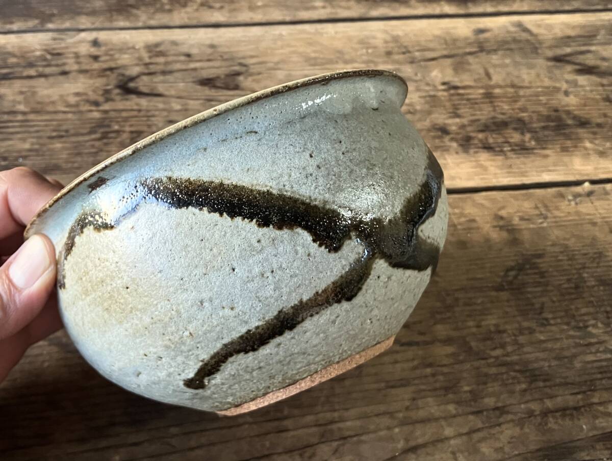 【OAN】 作家物 銘有 鉄絵 中鉢 骨董 古美術 古道具 民藝 古民藝 茶道具 懐石 古玩 唐津 絵唐津 窯傷 E251112_画像3