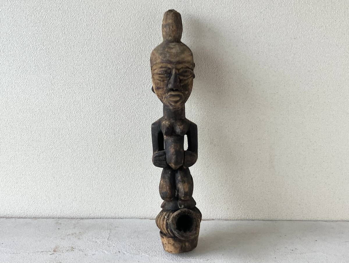 【OAN】 時代物 アフリカ 木彫 人形 骨董 古美術 古道具 民藝 古民藝 茶道具 懐石 古玩 ソンゲ族 コンゴ ンキシ プリミティブ M25113_画像1