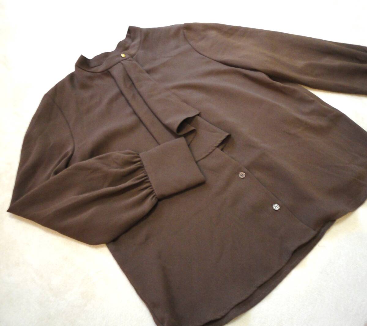 美品★N.　ナチュラルビューティ★ボウタイ　ブラウス　ブラウン　M ROPE　IENA　SHIPS　ボディドレッシング_画像1