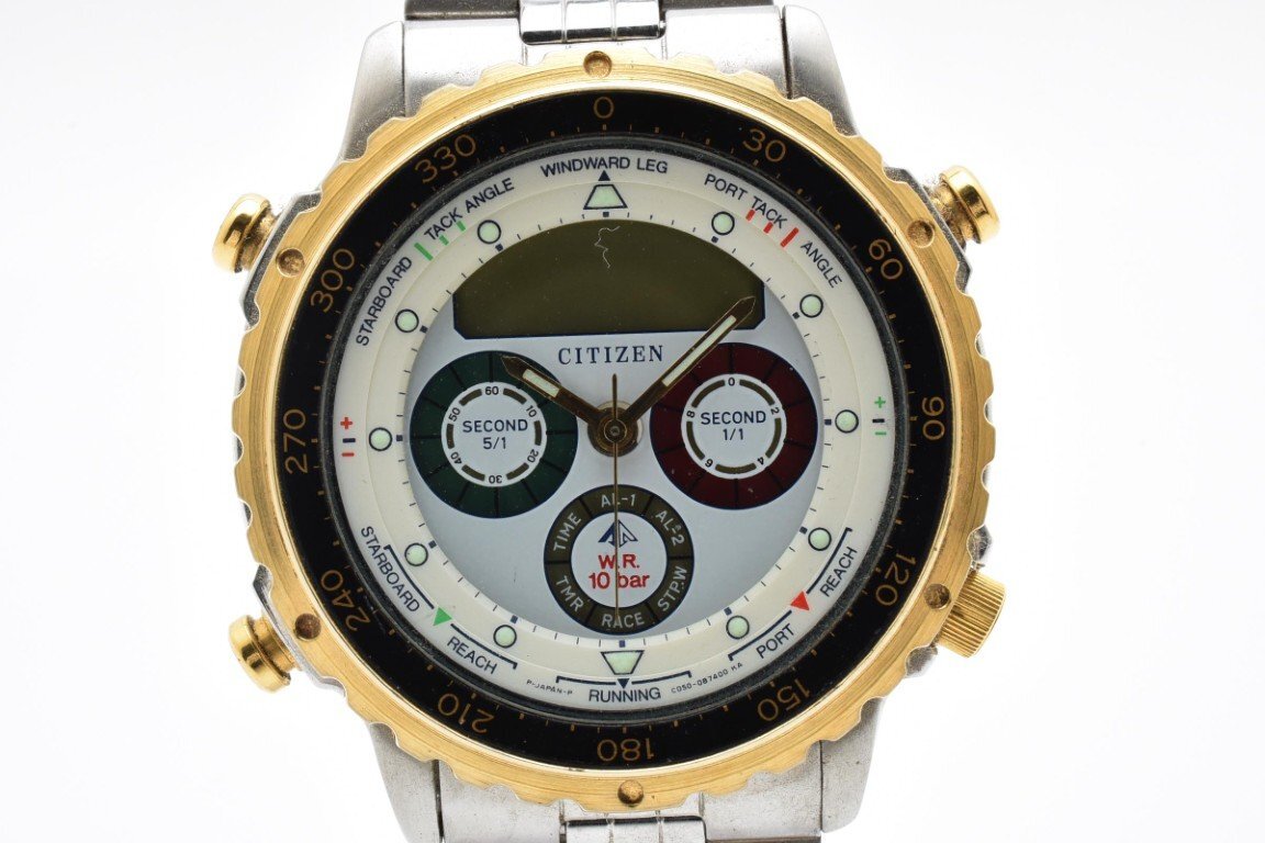 シチズン プロマスター C050-088387 K 初代 ヨットタイマー アナデジ ゴールド ホワイト ブラック メンズ 腕時計 CITIZEN PROMASTER_画像1
