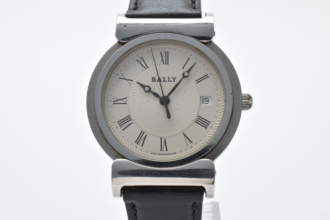BALLＹ バリー 腕時計 メンズ クォーツ式 シルバー文字盤 デイト ３針 黒ベルト 電池式_画像1