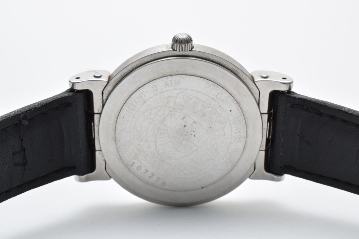 BALLＹ バリー 腕時計 メンズ クォーツ式 シルバー文字盤 デイト ３針 黒ベルト 電池式_画像8