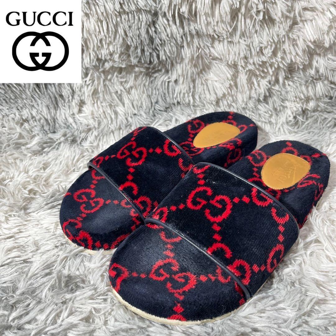 [ очень популярный ] Gucci GUCCI Terry Cross скользящий сандалии GG рисунок общий рисунок 