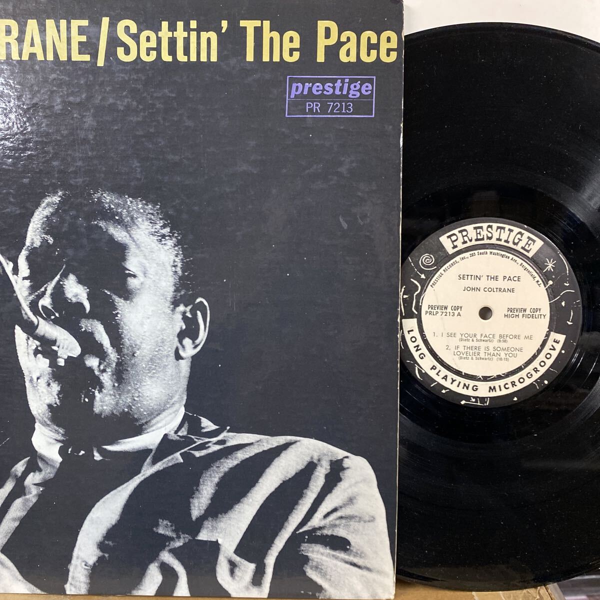 PROMO WL！US PRESTIGE 7213 MONO RVG 美品！★JOHN COLTRANE / SETTIN' THE PACE 1961 米国 プロモ 白ラベル モノラル 美品！_画像1