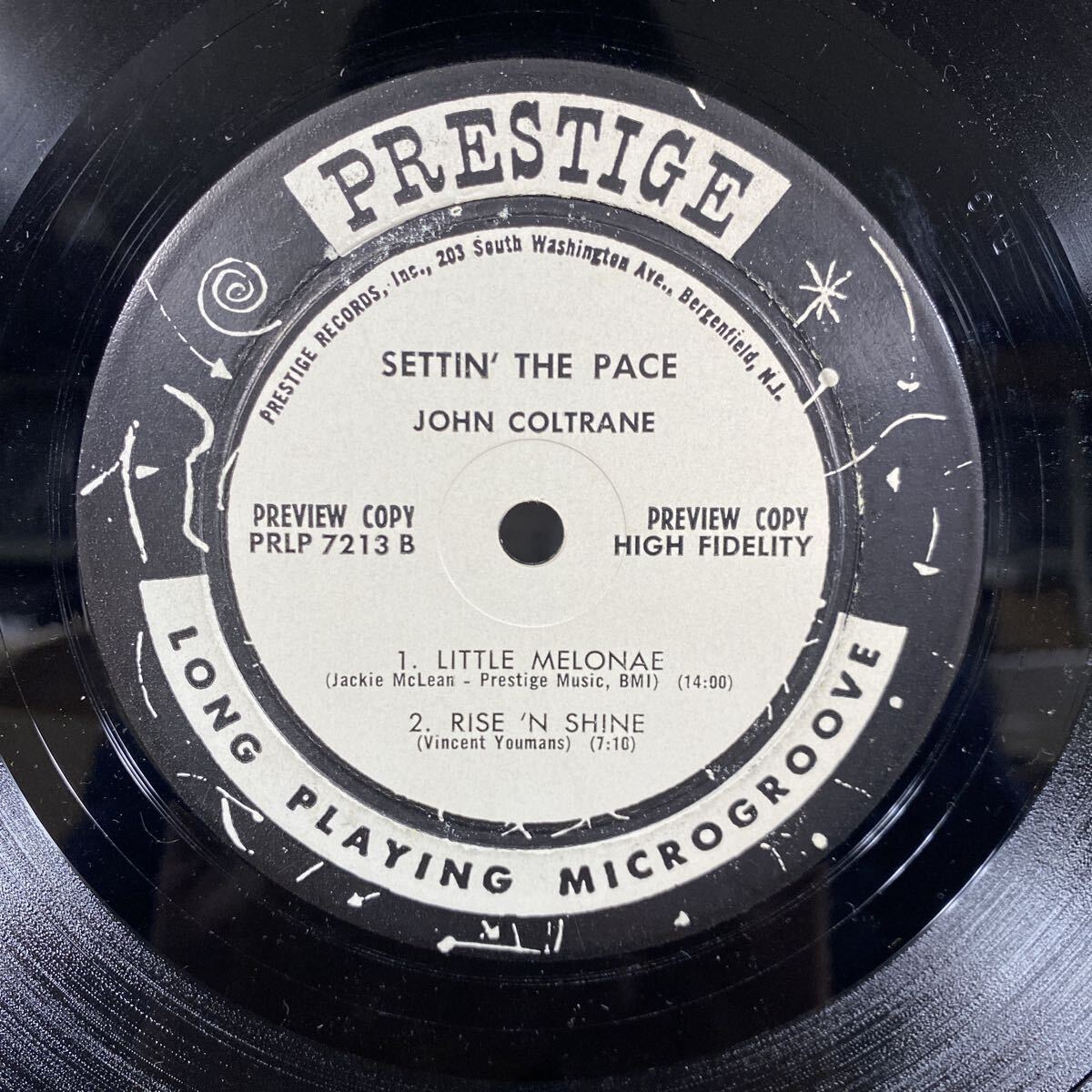 PROMO WL！US PRESTIGE 7213 MONO RVG 美品！★JOHN COLTRANE / SETTIN' THE PACE 1961 米国 プロモ 白ラベル モノラル 美品！_画像5