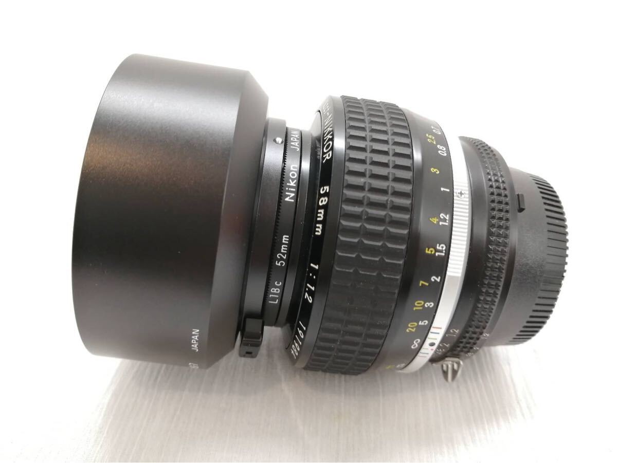 51【15】Nikon ニコン 希少銘玉レンズ AI Noct Nikkor 58mm F1.2 レンズフードHS-7付属 ニコンFマウント あ_画像10