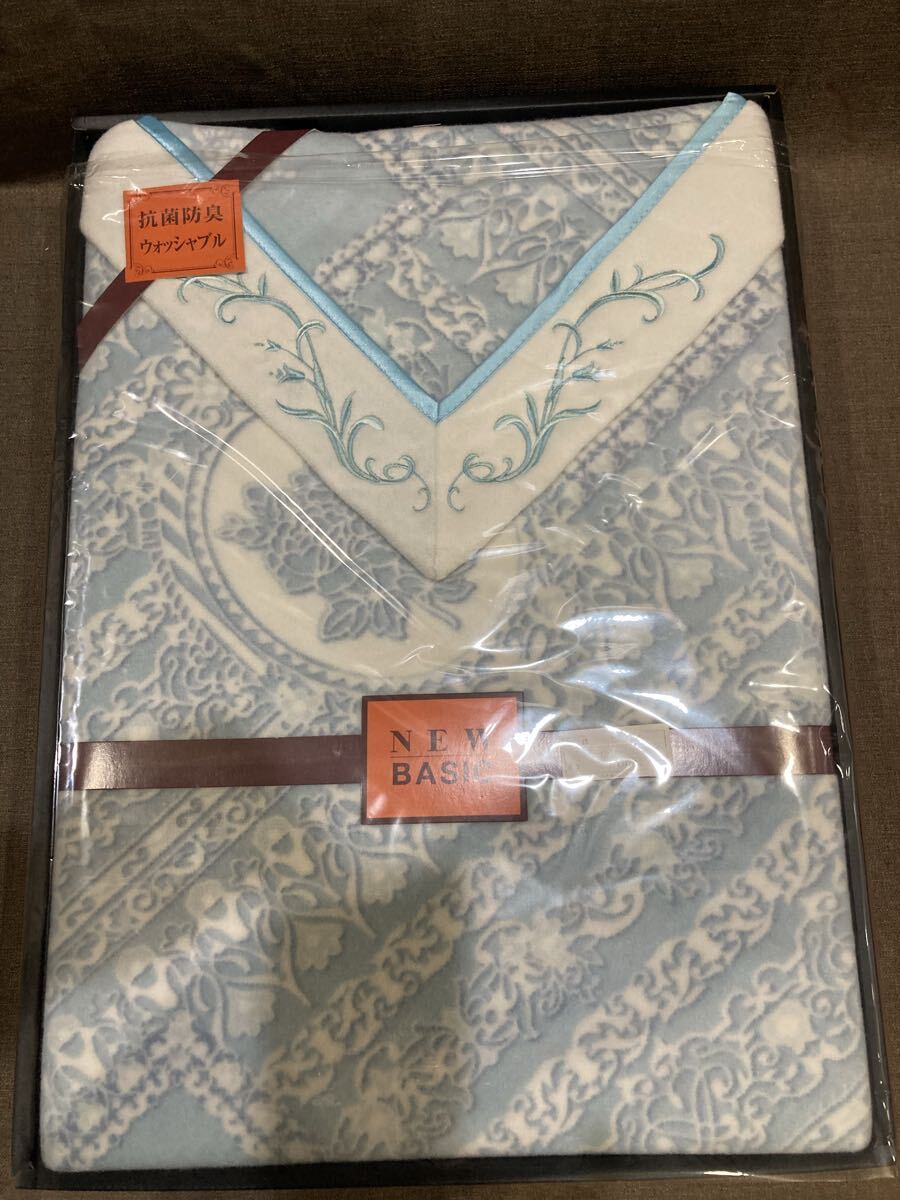 ⑨ NEW BASIC 抗菌防臭・綿毛布 RNB-53ブルー サイズ 140cm×200cm 綿100% あ_画像2