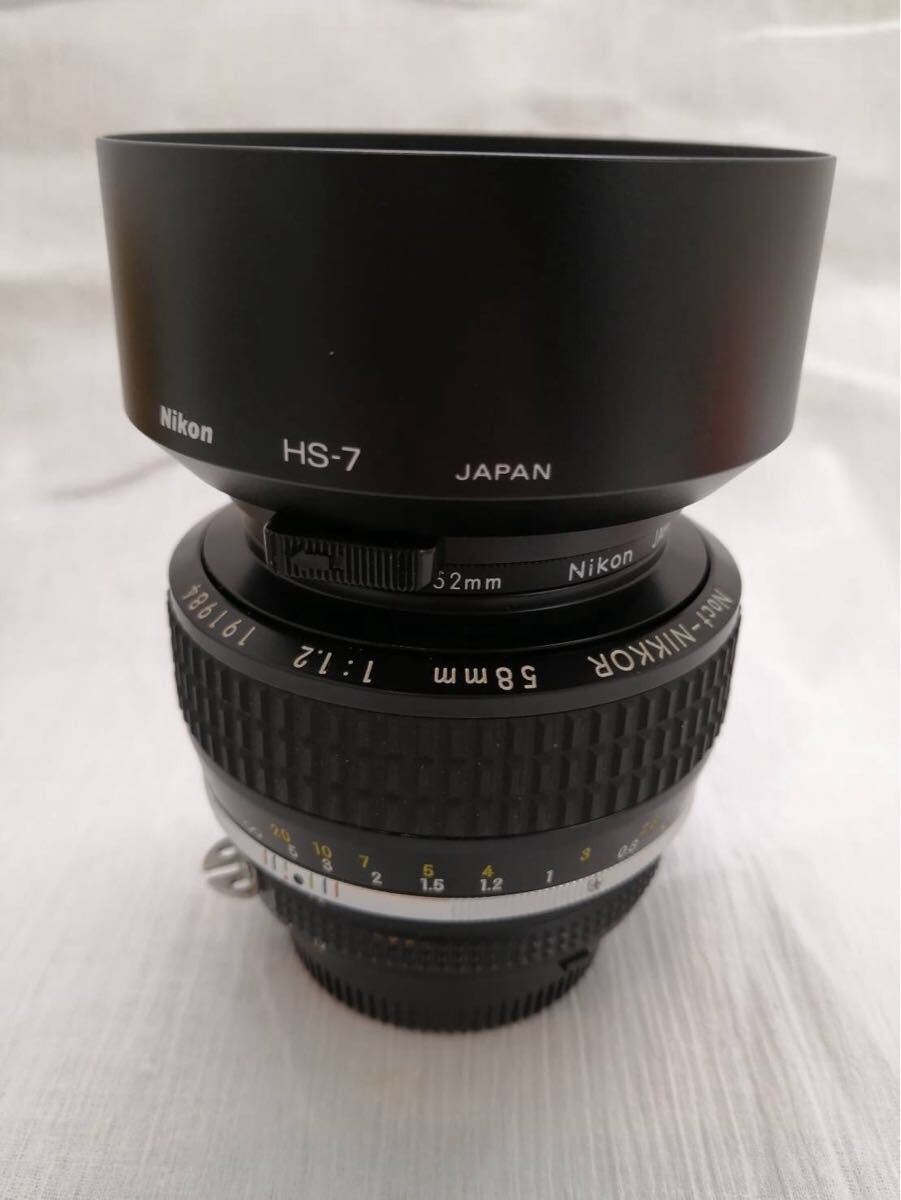 51【15】Nikon ニコン 希少銘玉レンズ AI Noct Nikkor 58mm F1.2 レンズフードHS-7付属 ニコンFマウント あ_画像9