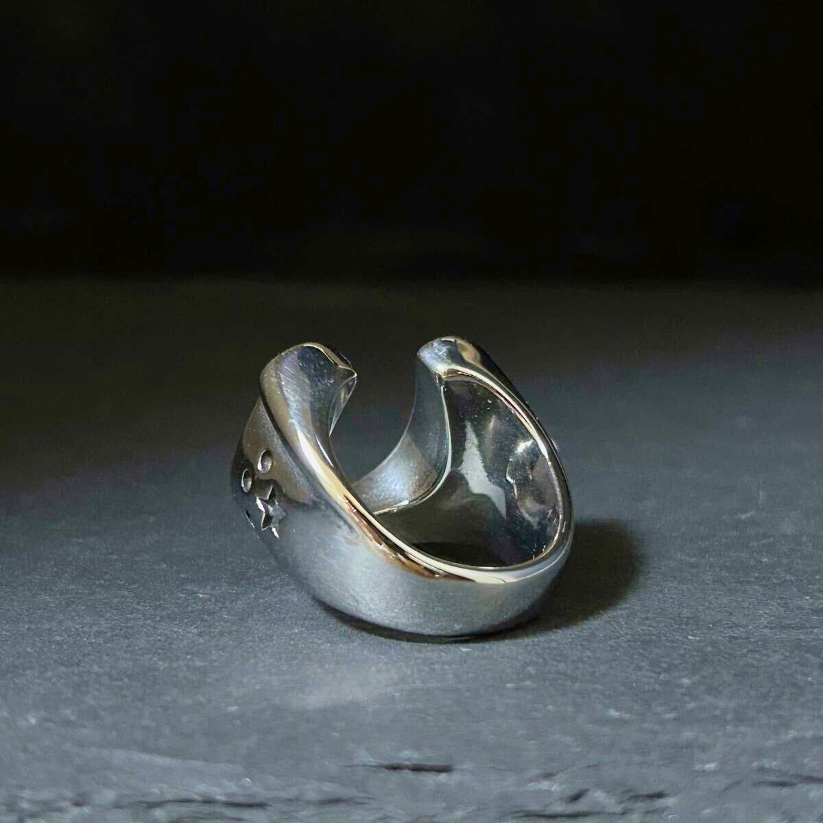 リング シルバー ホースシュー メンズ 指輪 馬蹄 ごつめ シルバーリング ステンレス 金アレ アメカジ シルバーホースシュー シンプル_画像4