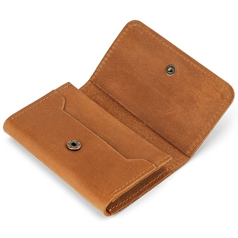カードケース 名刺入れ キャメル 本革 牛革 ミニ財布 レザー 小銭入れ ビジネス 財布 カード入れ 便利 おしゃれ 人気_画像4