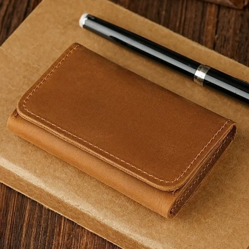 カードケース 名刺入れ キャメル 本革 牛革 ミニ財布 レザー 小銭入れ ビジネス 財布 カード入れ 便利 おしゃれ 人気_画像8