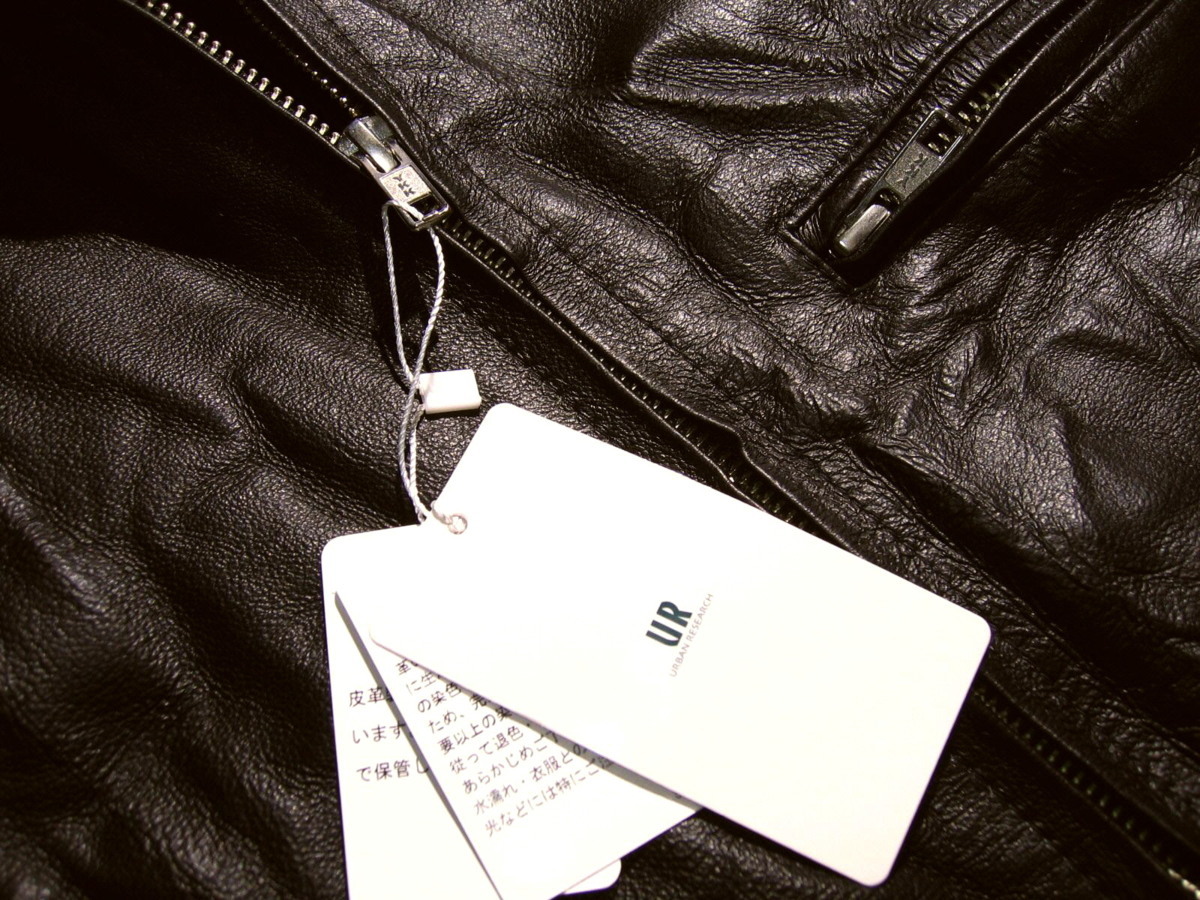新品ラス1 秋物 38 Ｍ 定価￥19,440▼ アーバンリサーチ ▼ 豚革 レザー シングル ライダースジャケット 本革 メンズ 茶色 ブラウン_画像3